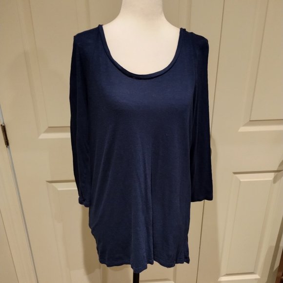 3/4 Length Sleeve, Long Tunic T-Shirt MEDIUM Navy Blue - Picture 1 of 4